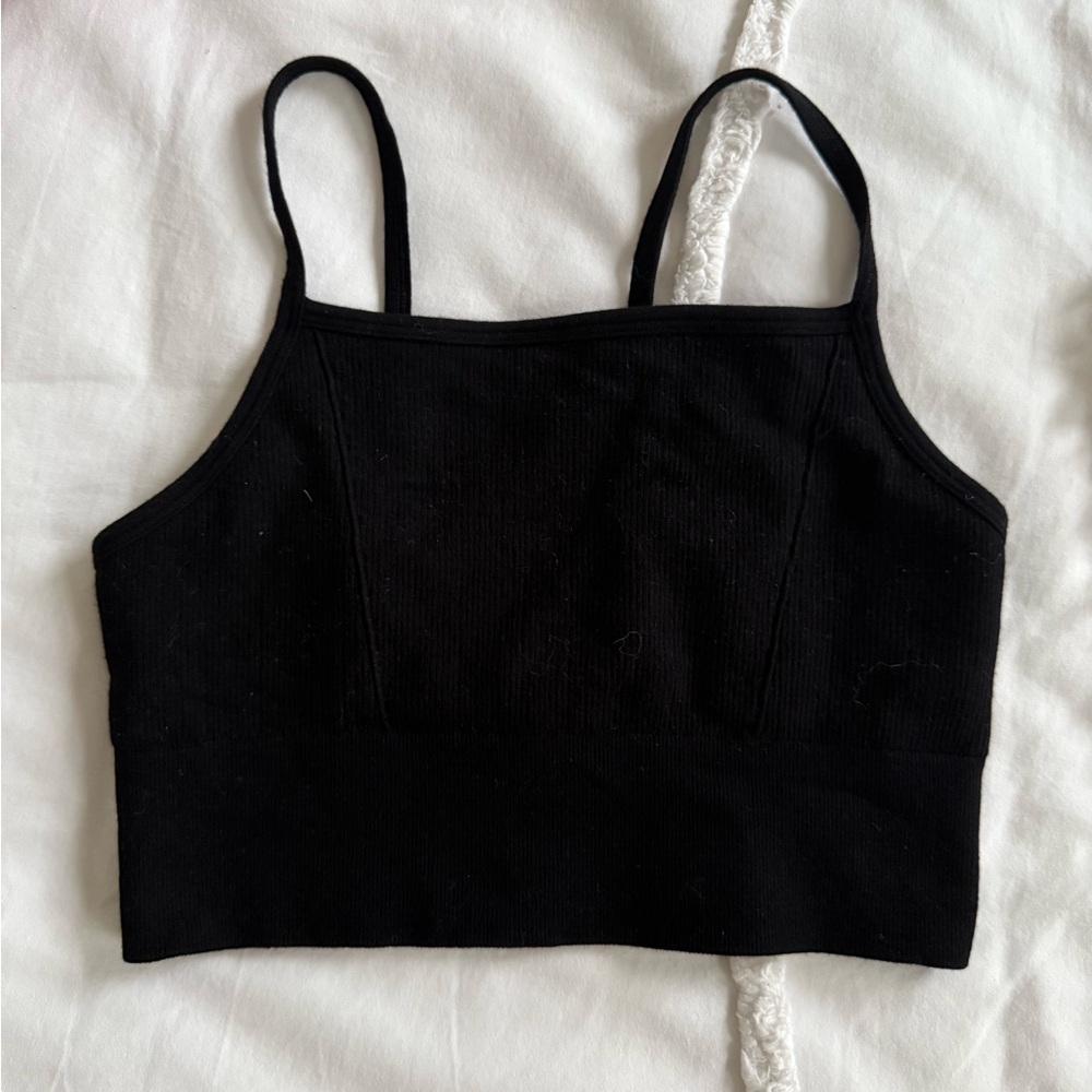 Fabletics Black Ribbed Crop Top
